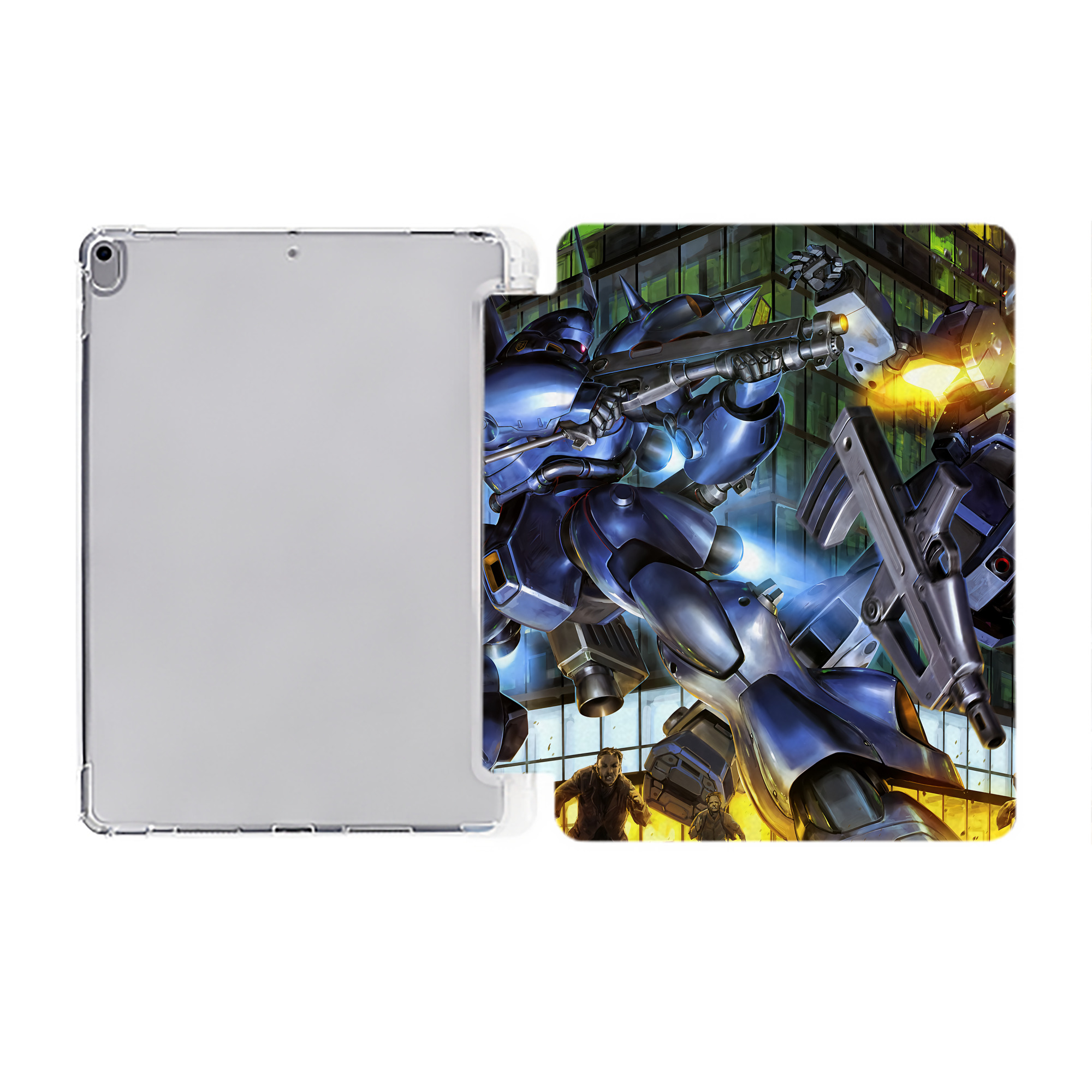 （画像用） 機動戦士ガンダム Mobile Suit Gundam IPad ケース ペン収納付き 三つ折りスタンド PUレザー×シリコン 対応機種9.5/10.5/10.9インチ